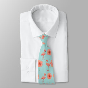 Roze Flamingo Paradijs Waterverf Patroon Stropdas