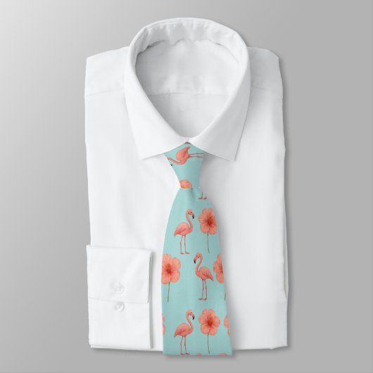 Roze Flamingo Paradijs Waterverf Patroon Stropdas (Gebonden)