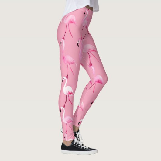 Roze Flamingo Paradise Waterverf Pattern Leggings (Rechts)