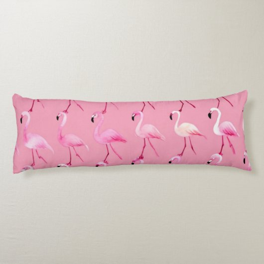 Roze Flamingo Paradise Waterverf Pattern Lichaamskussen (Achterkant)
