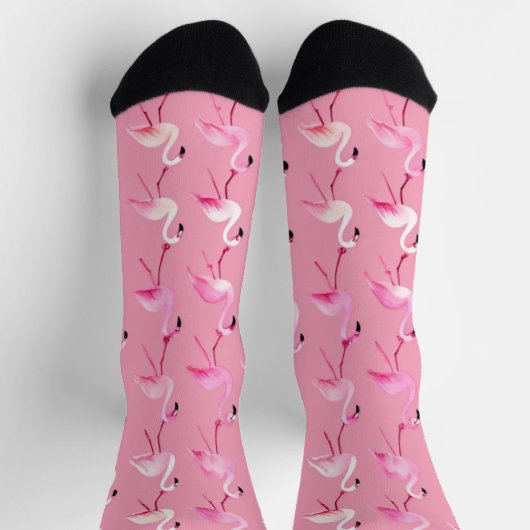 Roze Flamingo Paradise Waterverf Pattern Sokken (Top)