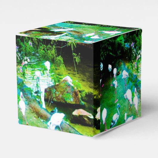 Roze Flamingo Party Bedankdoosjes (Voorkant Zijde)