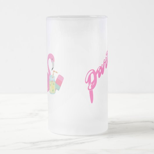 Roze Flamingo Party Frosted mok (Center)