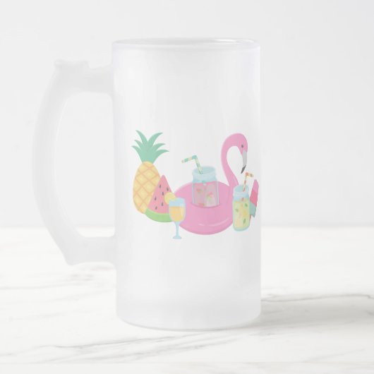 Roze Flamingo Party Frosted mok (Links)