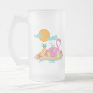 Roze Flamingo Party Frosted mok