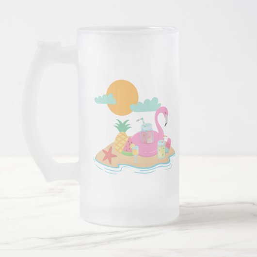 Roze Flamingo Party Frosted mok (Links)