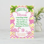 Roze Flamingo Party of Slumber Party nodigt uit Kaart (Staand voorkant)