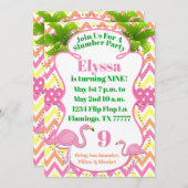 Roze Flamingo Party of Slumber Party nodigt uit Kaart (Voorkant / Achterkant)