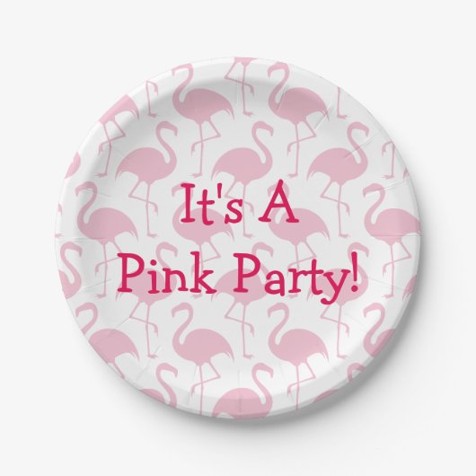 Roze Flamingo Party Papieren Bordje (Voorkant)