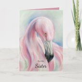 Roze Flamingo Pastel Art Birthday Kaart (Voorkant)