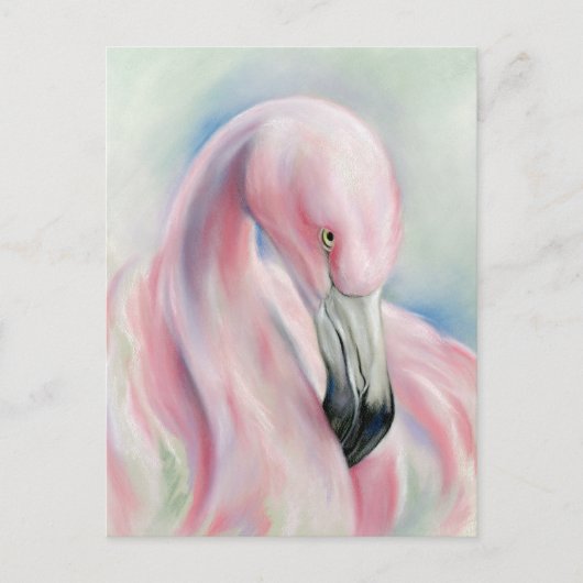 Roze flamingo Pastel Art Briefkaart (Voorkant)