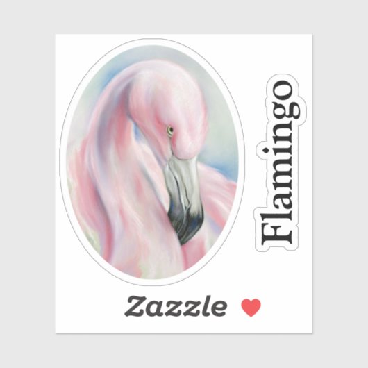 Roze Flamingo Pastel Art Custom Text Sticker (Vel)