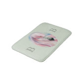 Roze Flamingo Pastel Art Dual Monogram Badmat (Gekanteld)