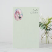 Roze Flamingo Pastel Art gepersonaliseerd Briefpapier (Staand voorkant)