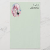 Roze Flamingo Pastel Art gepersonaliseerd Briefpapier (Voorkant)