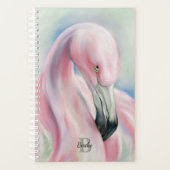 Roze Flamingo Pastel Art gepersonaliseerd Planner (Voorkant)