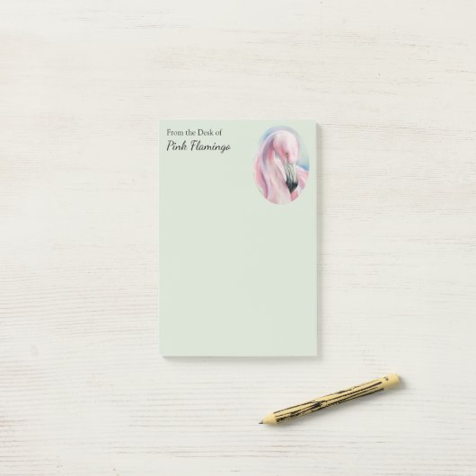 Roze Flamingo Pastel Art gepersonaliseerd Post-it® Notes (Op bureau)