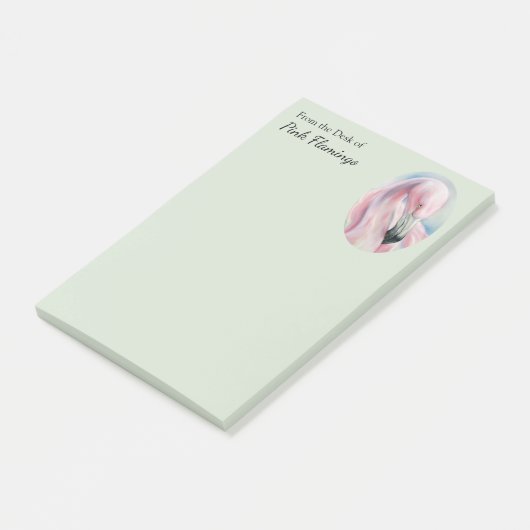 Roze Flamingo Pastel Art gepersonaliseerd Post-it® Notes (Schuin)