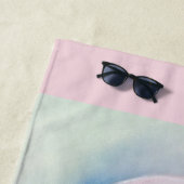 Roze Flamingo Pastel Art gepersonaliseerd Strandlaken (In situ)