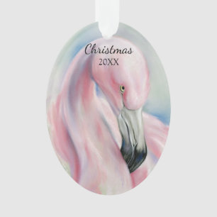 Roze Flamingo Pastel Art Holiday Ornament