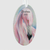 Roze Flamingo Pastel Art Holiday Ornament (voorkant)