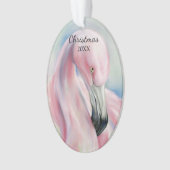 Roze Flamingo Pastel Art Holiday Ornament (voorkant)