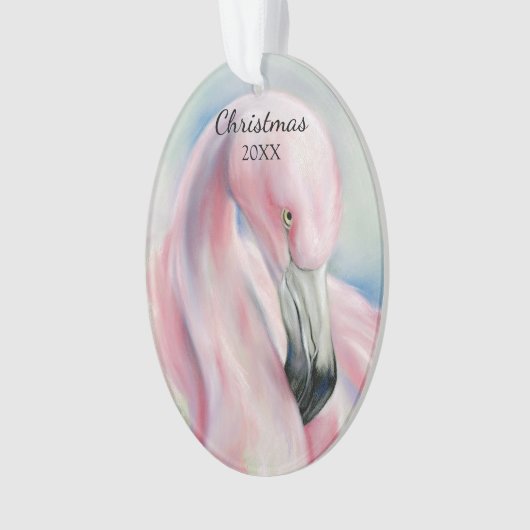 Roze Flamingo Pastel Art Holiday Ornament (voorkant)