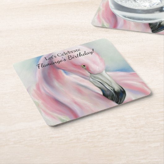 Roze flamingo Pastel Art Kartonnen Onderzetters (Schuin)