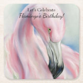 Roze flamingo Pastel Art Kartonnen Onderzetters (Voorkant)