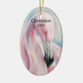 Roze flamingo Pastel Art Kerstmis Keramisch Ornament (Links)