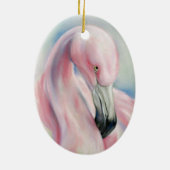 Roze flamingo Pastel Art Kerstmis Keramisch Ornament (Achterkant)
