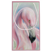 Roze flamingo Pastel Art Klein Cadeauzakje (Achterkant)