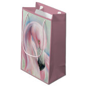 Roze flamingo Pastel Art Klein Cadeauzakje (Achterkant Gekanteld)