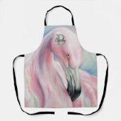 Roze Flamingo Pastel Art Monogramed Schort (Voorkant)