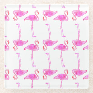 Roze Flamingo patroon 2 Glazen Onderzetter