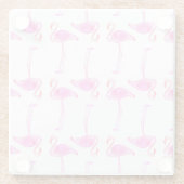 Roze Flamingo patroon 2 Glazen Onderzetter (Achterkant)
