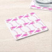 Roze Flamingo patroon 2 Kartonnen Onderzetters (Schuin)