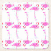 Roze Flamingo patroon 2 Kartonnen Onderzetters (Voorkant)