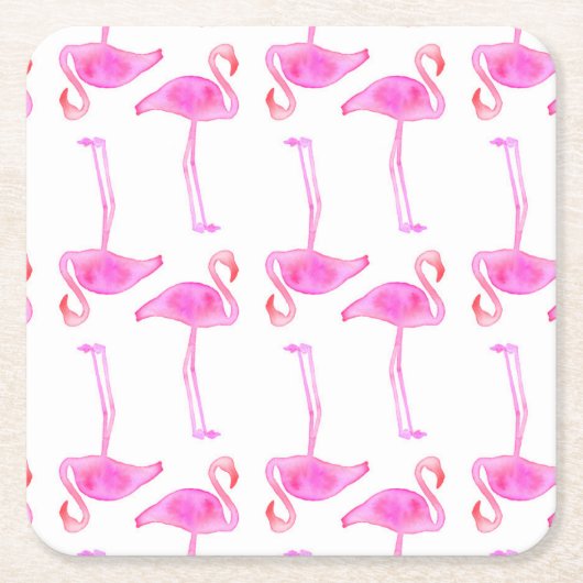 Roze Flamingo patroon 2 Kartonnen Onderzetters (Voorkant)