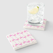 Roze Flamingo patroon 2 Stenen Onderzetter (Zijkant)