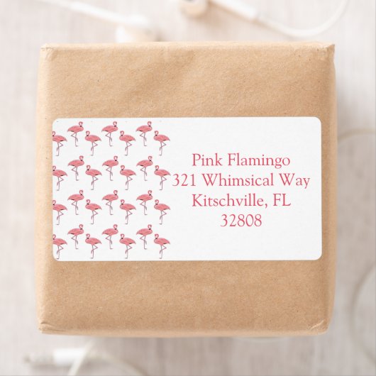 Roze Flamingo Patroon Aangepaste Labels (Insitu)