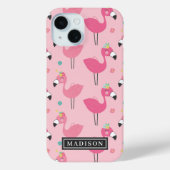 Roze Flamingo patroon aangepaste naam Sjabloon Case-Mate iPhone Case (Achterkant)