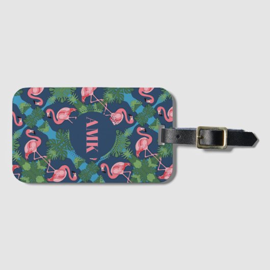  Roze Flamingo patroon Bagagelabel (Voorkant (horizontaal))