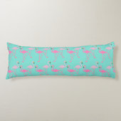 Roze Flamingo patroon Blauwgroen Full Body Pillow Lichaamskussen (Voorkant)