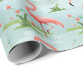 Roze Flamingo patroon Cadeaupapier (Rol Hoek)