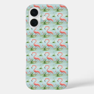 Roze Flamingo patroon iPhone 16 Hoesje