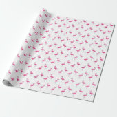 Roze Flamingo Patroon Chic Trendy Cool White Cadeaupapier (Uitgerold)