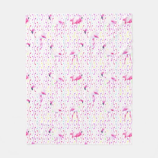 Roze Flamingo Patroon Dekbed Fleece Deken (Voorkant)