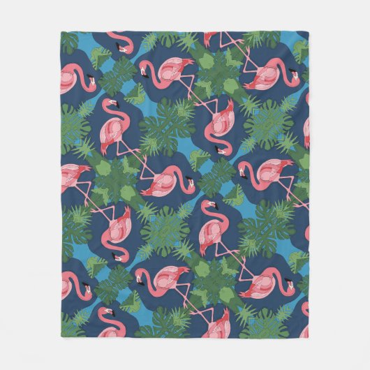 Roze Flamingo patroon Fleece Deken (Voorkant)