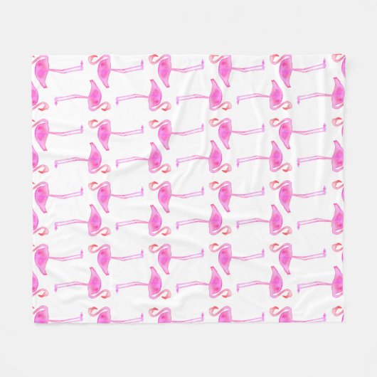 Roze Flamingo patroon Fleece Deken (Voorkant (Horizontaal))